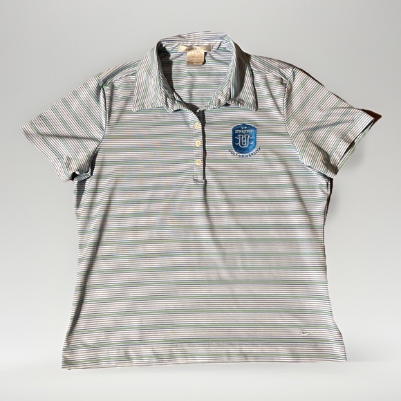 Nike Golf Polo Women Medium 8-10 Blue Green VT‎ Stratton Golf University Fit Dry - Picture 1 of 6